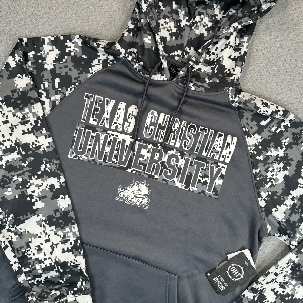 NWT TCU Texas Christian University Colosseum Hoodie Mens Medium Digital Camo OHT